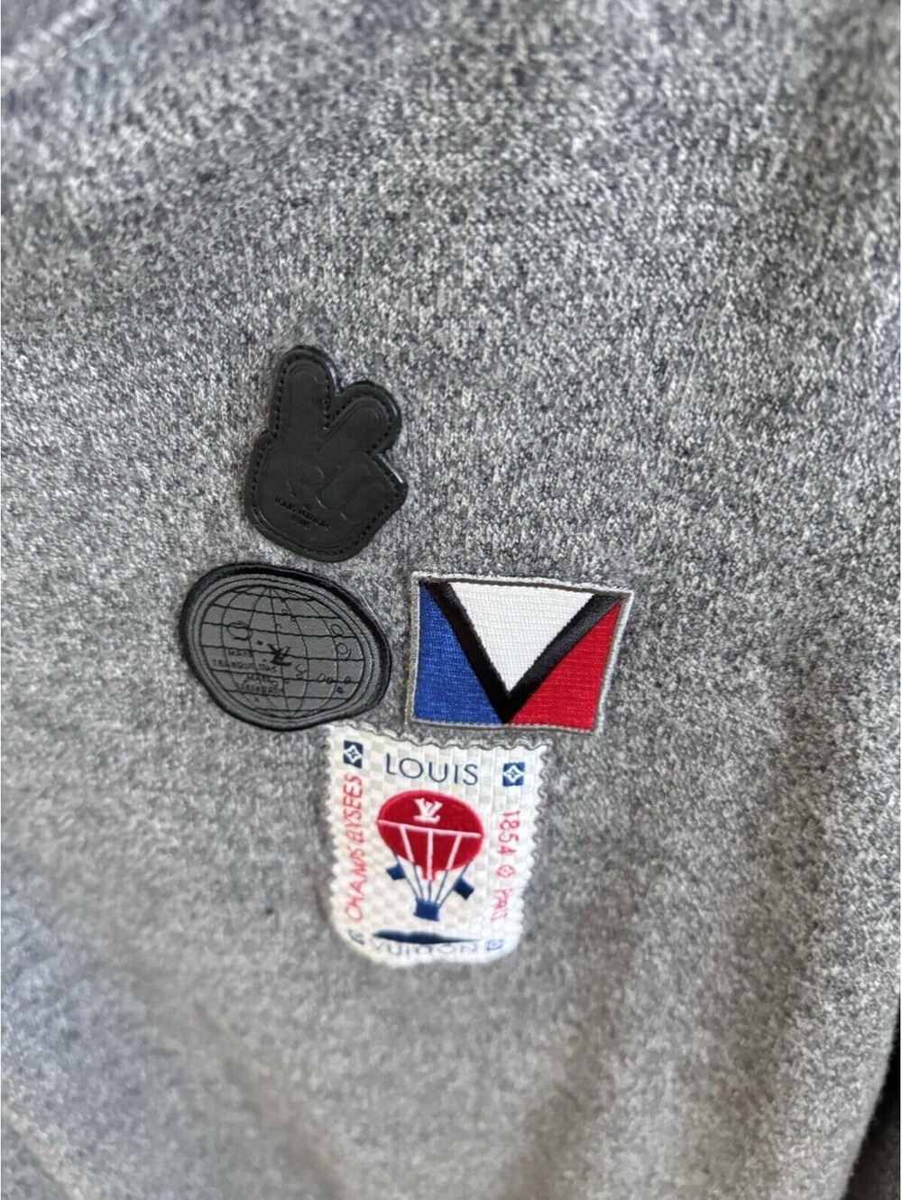 Louis Vuitton Grey Wool Blend Hoodie with Patch Detail - Picture 2 of 4